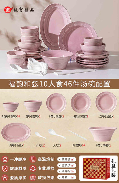 Ceramic dish set Household high appearance level Cream wind housewarming cutlery plate wedding gift