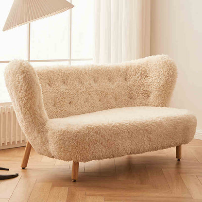 Lazy sofa chair Lamb velvet white ins wind net red balcony leisure long hair chair Nordic bedroom single chair
