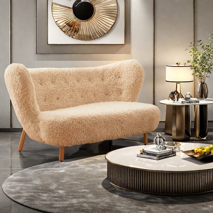 Lazy sofa chair Lamb velvet white ins wind net red balcony leisure long hair chair Nordic bedroom single chair