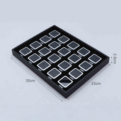 Metal Gemstone Display Box for Loose Stones, Silver-Plated Storage, Self-Locking Snap, Glass Top