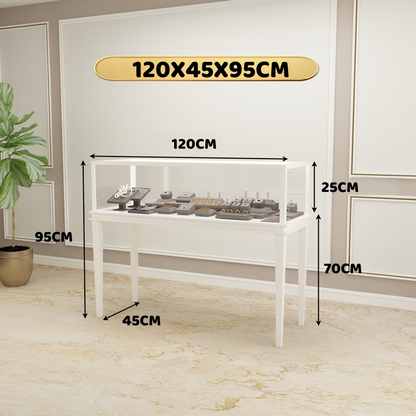 Jewelry display case,Glass jewelry cabinet,Retail jewelry showcase,Countertop jewelry display,Lockable jewelry case,LED jewelry cabinet