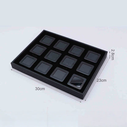 Metal Gemstone Display Box for Loose Stones, Silver-Plated Storage, Self-Locking Snap, Glass Top