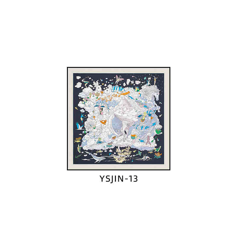 Love horse silk scarf decoration painting Shi high-end light luxury porch square horse hanging painting restaurant living room bedroom room landing