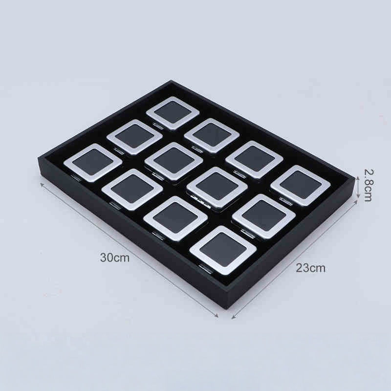 Metal Gemstone Display Box for Loose Stones, Silver-Plated Storage, Self-Locking Snap, Glass Top
