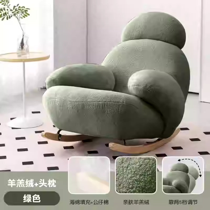 Rocking chair Home balcony lounge chair lounge chair living room sofa chair Internet celebrity single sofa lazy chair big white rocking chair