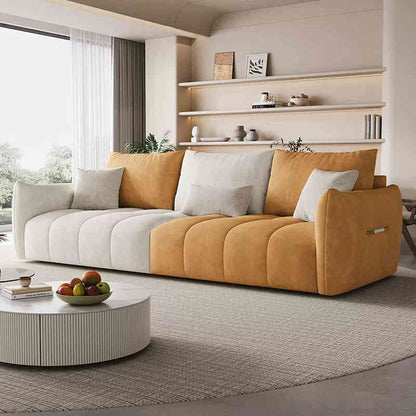 Italian light luxury waterproof cow skin baby velvet fabric art living room corner simple three or four people straight row combination sofa