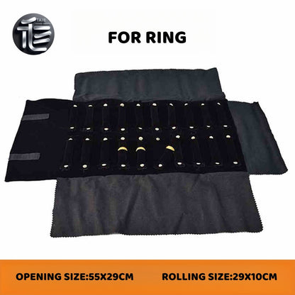 Jewelry roll,Jewelry travel case,Velvet jewelry roll,Leather jewelry organizer,Jewelry pouch,Compact jewelry roll