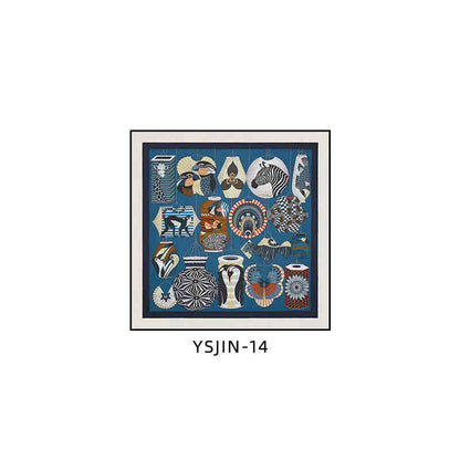 Love horse silk scarf decoration painting Shi high-end light luxury porch square horse hanging painting restaurant living room bedroom room landing
