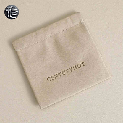 5pcs Luxury Suede Jewelry Pouch, Beige Microfiber Gift Packaging Bag