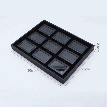 Metal Gemstone Display Box for Loose Stones, Silver-Plated Storage, Self-Locking Snap, Glass Top