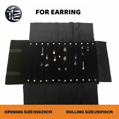 Jewelry roll,Jewelry travel case,Velvet jewelry roll,Leather jewelry organizer,Jewelry pouch,Compact jewelry roll