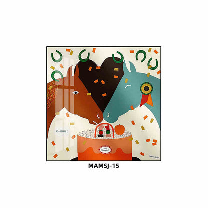 Love horse silk scarf hanging painting modern simple living room sofa background wall floor painting porch senior sense hanging painting light luxury