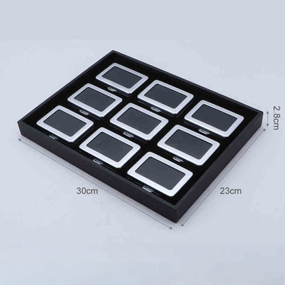 Metal Gemstone Display Box for Loose Stones, Silver-Plated Storage, Self-Locking Snap, Glass Top