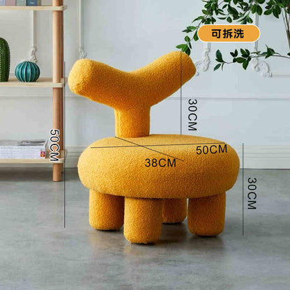 Small stool home modern simple lamb wool living room sofa children's stool light luxury round cream wind-sand hair stool