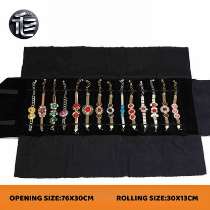 Jewelry roll,Jewelry travel case,Velvet jewelry roll,Leather jewelry organizer,Jewelry pouch,Compact jewelry roll