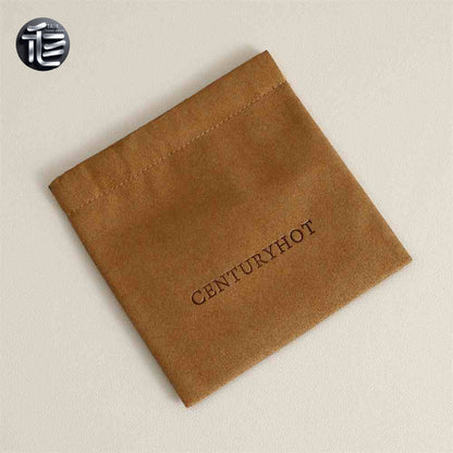 5pcs Luxury Suede Jewelry Pouch, Beige Microfiber Gift Packaging Bag