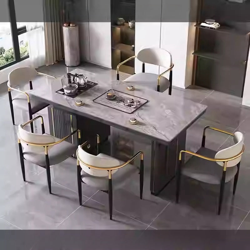 Light luxury simple modern rock plate tea table and chair combination balcony kettle one office stone small tea table coffee table
