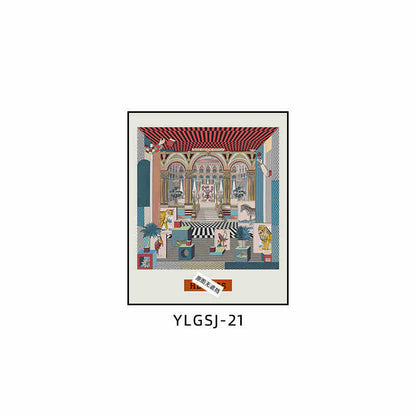 Love code silk scarf hanging painting light luxury high-end living room porch decorative painting European restaurant sofa background wall floor painting