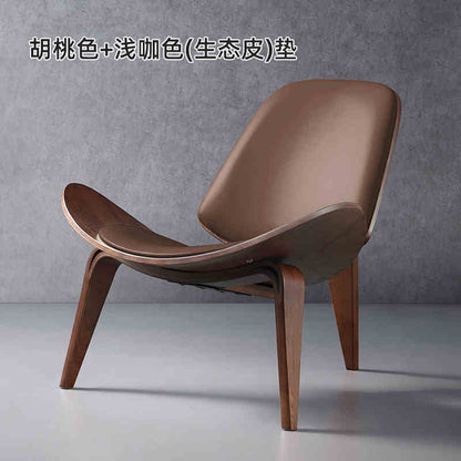 Artistic solid wood casual net celebrity simple sofa chair Designer balcony single leather smile airplane shell chair