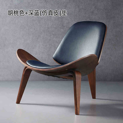 Artistic solid wood casual net celebrity simple sofa chair Designer balcony single leather smile airplane shell chair