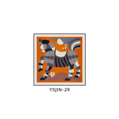 Love horse silk scarf decoration painting Shi high-end light luxury porch square horse hanging painting restaurant living room bedroom room landing