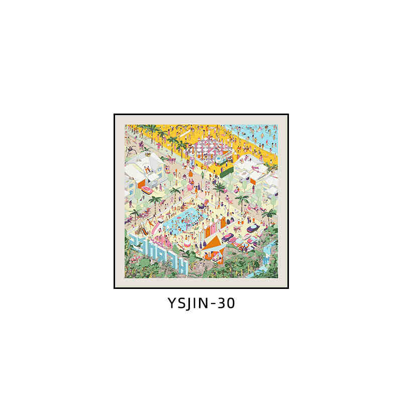 Love horse silk scarf decoration painting Shi high-end light luxury porch square horse hanging painting restaurant living room bedroom room landing