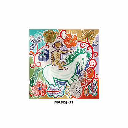 Love horse silk scarf hanging painting modern simple living room sofa background wall floor painting porch senior sense hanging painting light luxury