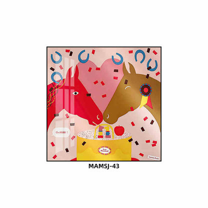 Love horse silk scarf hanging painting modern simple living room sofa background wall floor painting porch senior sense hanging painting light luxury
