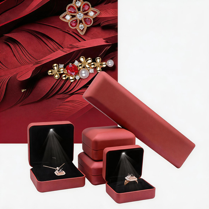 5pcs LED Jewelry Box with Bat Heart Ring for Gothic Proposal and Gift