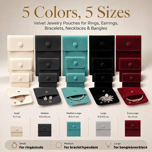 50PCS Luxury Velvet Jewelry Pouch, Snap Button Travel Storage Bag, Gift Packaging
