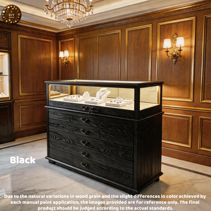 Handmade Ash Wood LED Jewelry Showcase - Illuminated Countertop Display Stand for Retail Jewelry cabinet