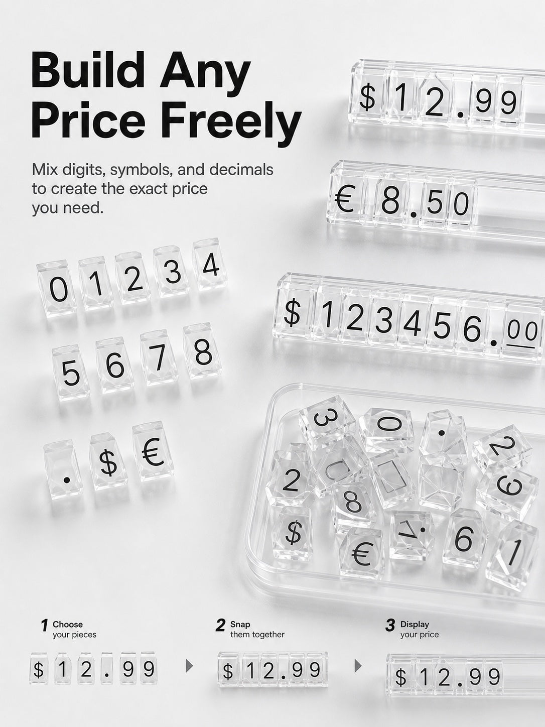 Plastic Jewelry Price Tags, Craft Show Display Number Labels, Retail Booth Supplies