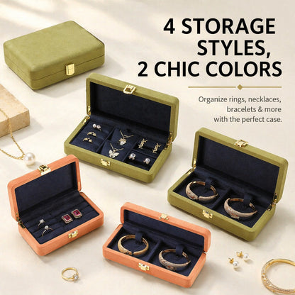 Jewelry Organizer Case, Velvet Gift Box for Rings Necklaces, Present for Her