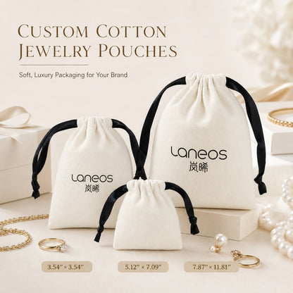 100pcs individuation Custom Cotton Jewelry Pouches, Eco-Friendly Drawstring Gift Bags