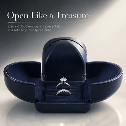 5pcs Navy Velvet Engagement Ring Box, Double Slot Proposal Case, Unique Double-Wing Jewelry Holder