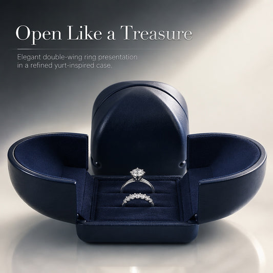 5pcs Navy Velvet Engagement Ring Box, Double Slot Proposal Case, Unique Double-Wing Jewelry Holder