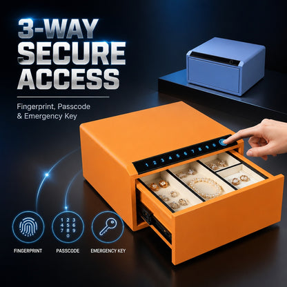 Jewelry Storage Safe, All-Steel Security Cabinet, Fingerprint Passcode Lock Box