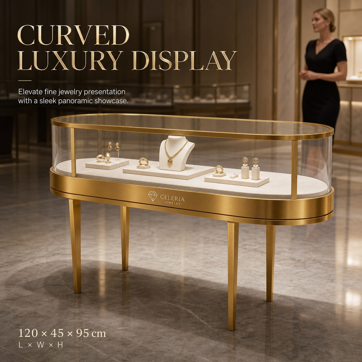 Heavy Duty Stainless Steel Jewelry Showcase - Rustproof Counter Display Stand for Shops Jewelry cabinet
