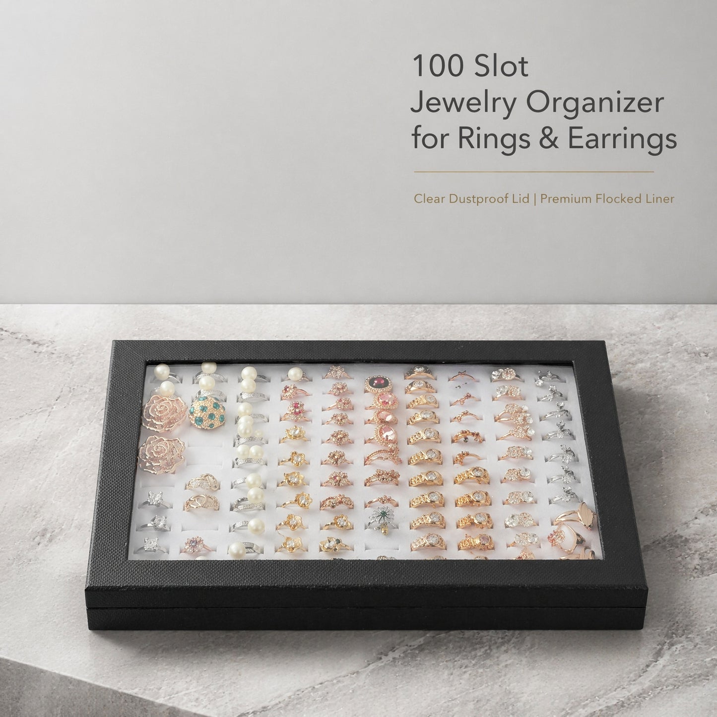 100 Ring Storage Box Paper Jewelry Organizer Display Case Bulk Container Holder