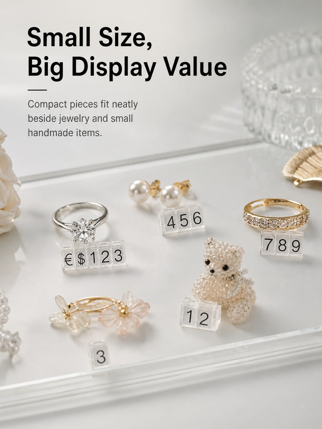 Plastic Jewelry Price Tags, Craft Show Display Number Labels, Retail Booth Supplies