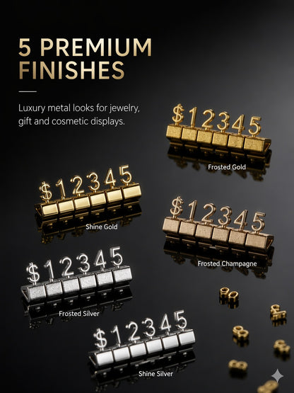Modular Metal Price Display Numbers, Jewelry Shop Signs (USD, GBP,EURO)