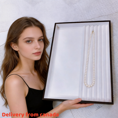 PU Leather Pearl Beading Tray, Grooved Sorting Board, White Interior Display Showcase