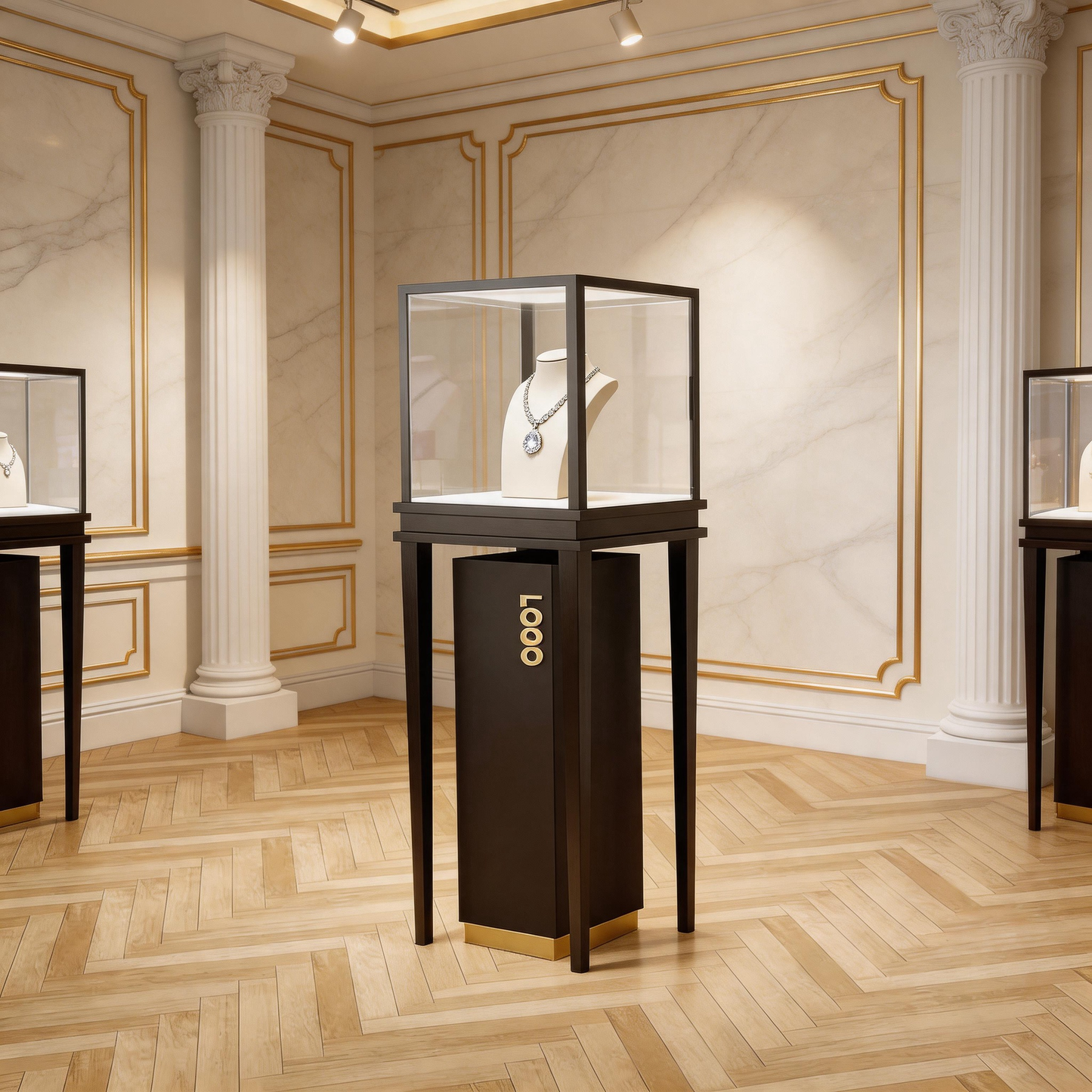 Glass Countertop Display Case for Jewelry Store Wooden Showcase