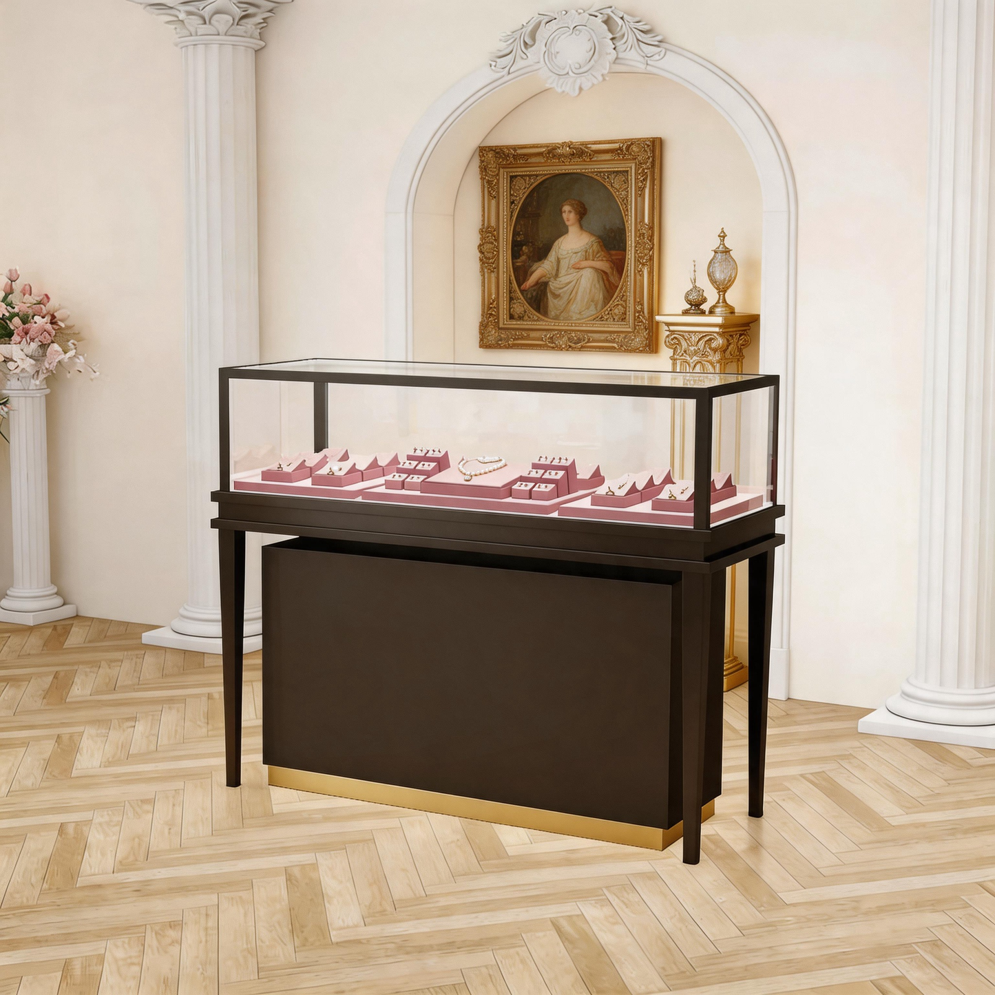 Glass Countertop Display Case for Jewelry Store Wooden Showcase