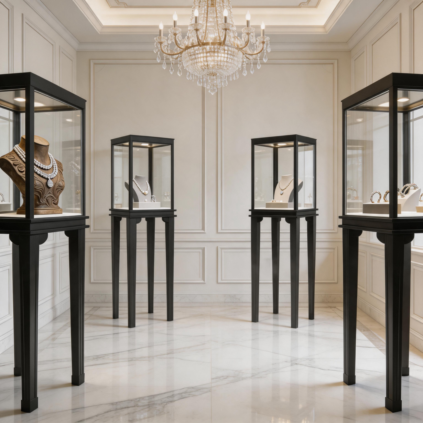 Glass Countertop Display Case for Jewelry Store Wooden Showcase