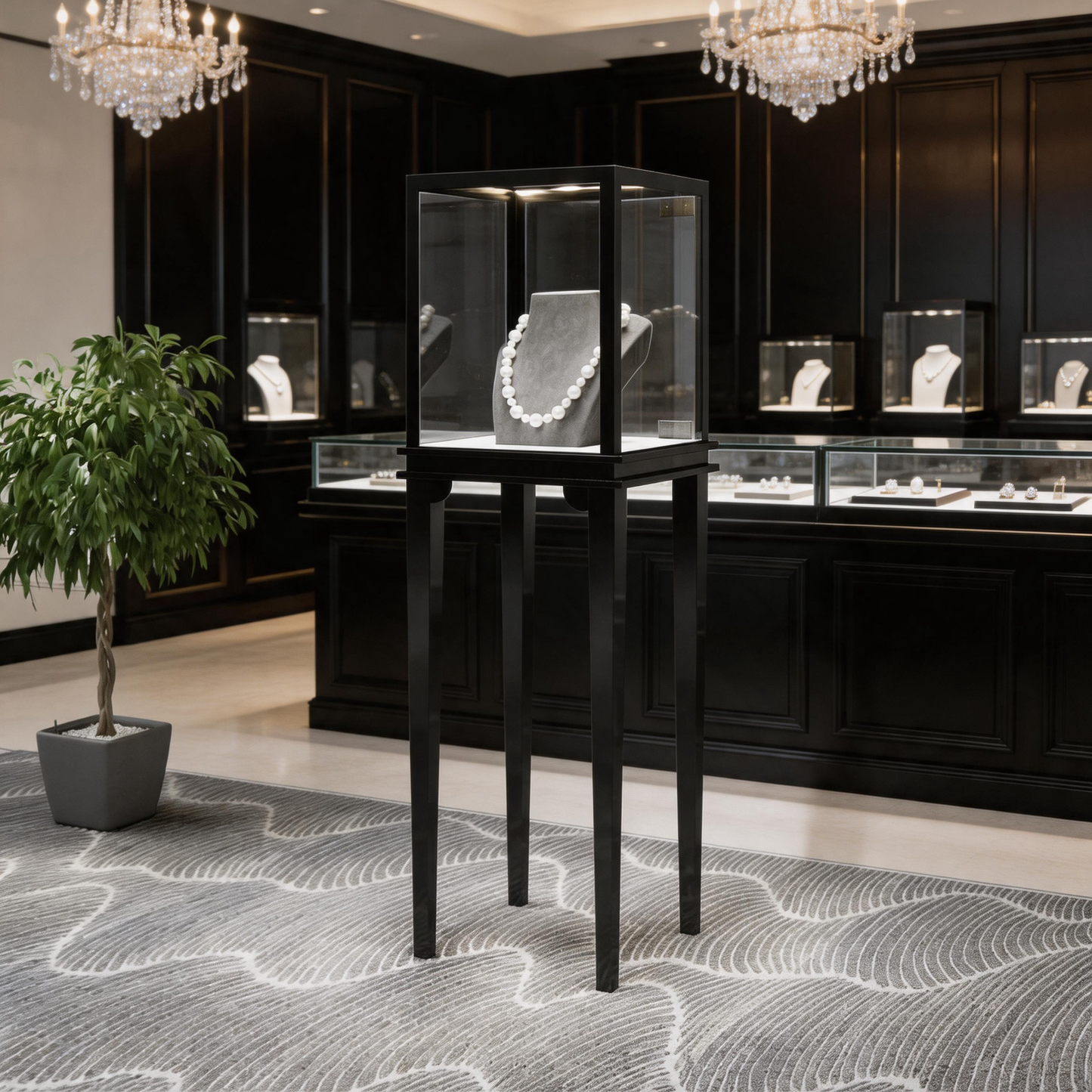 Glass Countertop Display Case for Jewelry Store Wooden Showcase