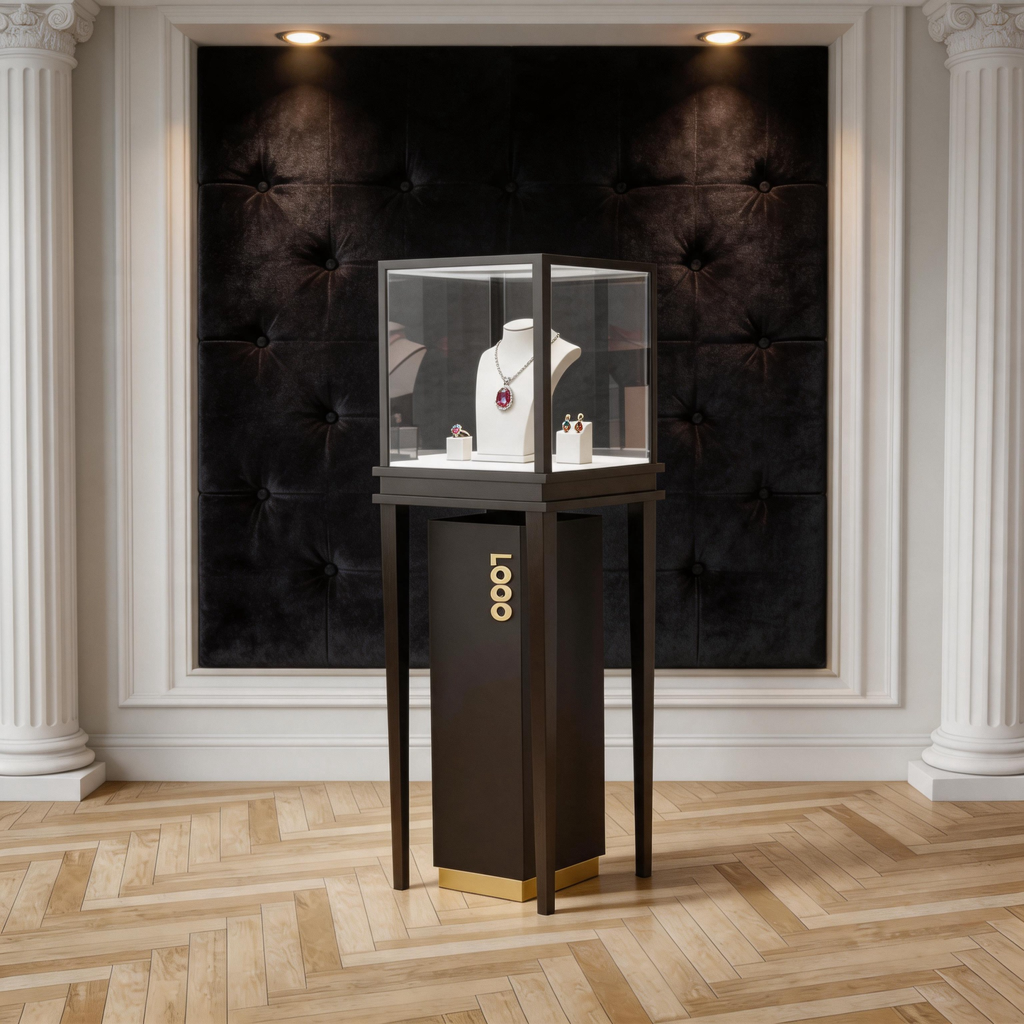 Glass Countertop Display Case for Jewelry Store Wooden Showcase