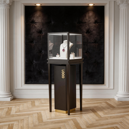 Glass Countertop Display Case for Jewelry Store Wooden Showcase