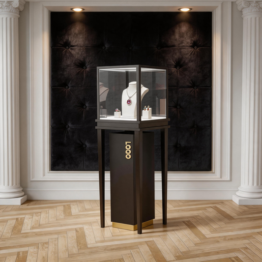 Glass Countertop Display Case for Jewelry Store Wooden Showcase