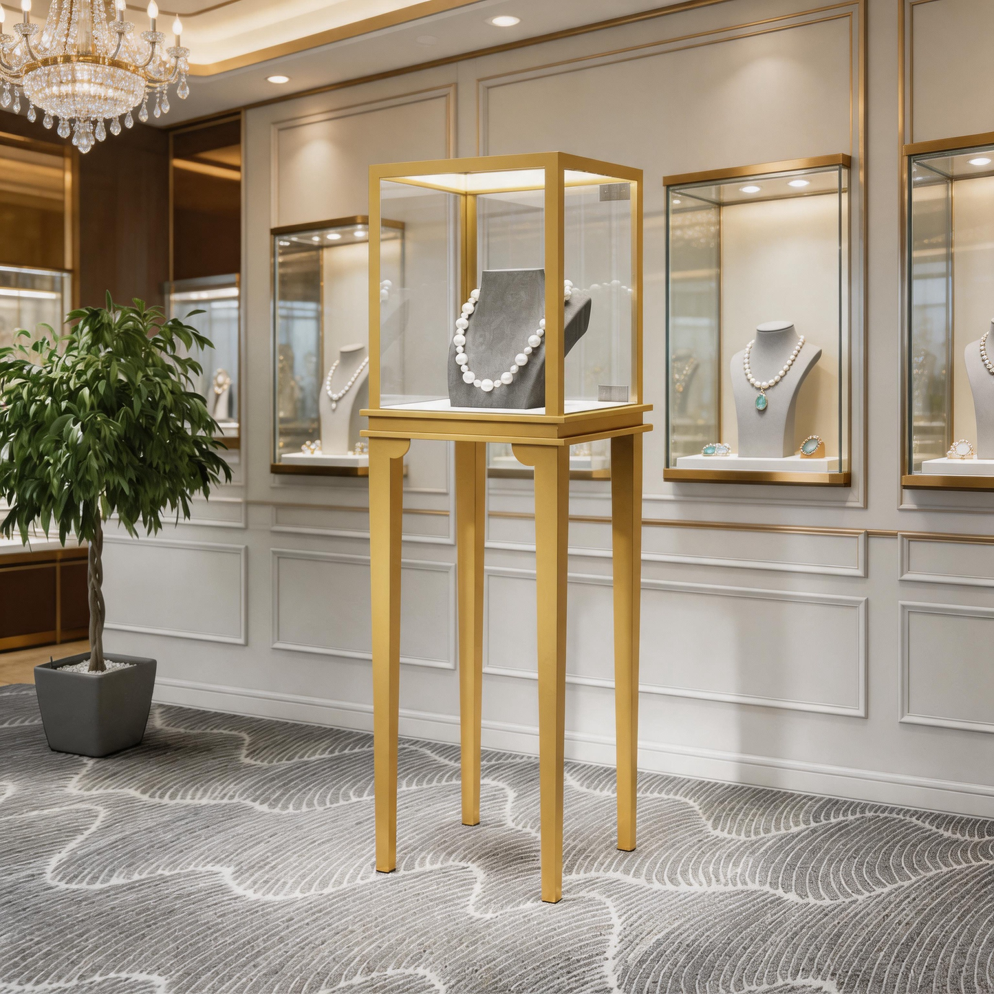 Glass Countertop Display Case for Jewelry Store Wooden Showcase jewelry cabinet